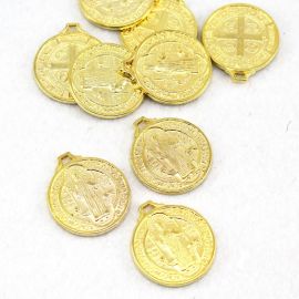 Medalha de Plástico ABS / 22x25mm - São Bento (10 GRAMAS) - Dourado