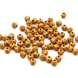 Bola Plástica / 10mm - Detalhe Cruz Marrom (10 Gramas)