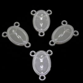 Salve Rainha de ABS Perolado / 31x22mm - com Cristo (10 gramas) - Creme