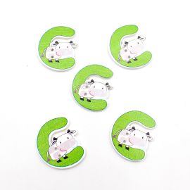 Botão de Madeira / Letras - Bichos Diversos (Unidade)-C