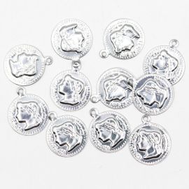 Medalha Cigana de Alumínio / 18mm (Pct c/ 100 unidades)-Níquel