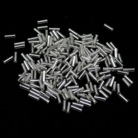 Canutilho (Preciosa) / 7mm - Transparente com Miolo Prata (10 gramas)