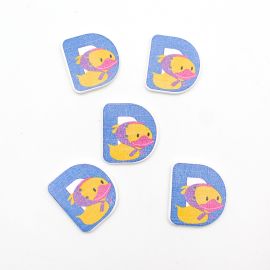 Botão de Madeira / Letras - Bichos Diversos (Unidade)-D