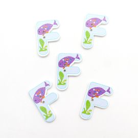 Botão de Madeira / Letras - Bichos Diversos (Unidade)-F