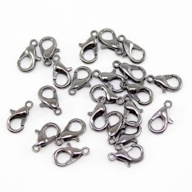 Fecho de Metal / 12mm - Lagosta (Pct c/ 100 Unidades)-Grafite