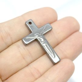 Crucifixo de Hematita  / 34x22mm - (Unidade) 
