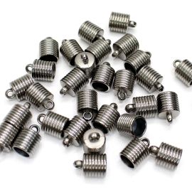 Terminal de ABS / 14x10mm - Redondo - Riscado  (10 gramas)-Grafite