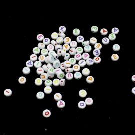 Pastilha de Plástico / 6mm - Branca - SÓ VOGAIS - (20 gramas) - Cores Diversas
