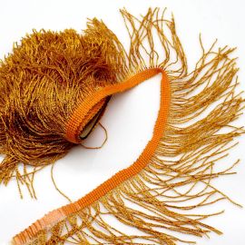 Franja de Linha em Póliester com Dourado / 10cm (1 metro)