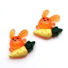 Aplique de Resina / 26x23mm - Coelhinho com a Cenoura - Páscoa (unid.)