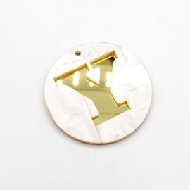 Placa de Acrílico Perolada / 6cm - Redondo - Letra Vazada - 2 Furos (PAR) - Dourado -Y