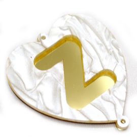 Placas em Acrílico Perolada / 64x57mm - Coração  - Letra Vazada (PAR) - Dourado -Z