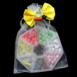 Kit Infantil para Montagem de Bijouterias / 9,7cm - Maleta - 7 Divisórias - Transparente