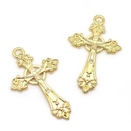Crucifixo de Metal Dourado / 66x40mm - com O Cristo (Unidade)