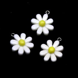 Pingente de Resina / 21mm - Flor Margarida (Unidade) - Branca