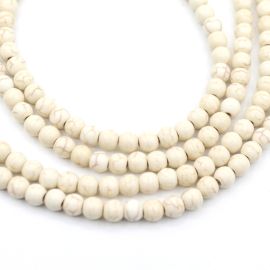 Pedra Howlita / 4mm - Bola - Marfim (1 FIO)