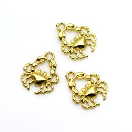 Pingente de Metal / 22x18mm - Caranguejo (unidade) - Dourado