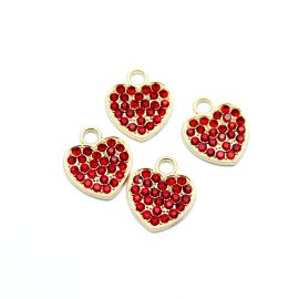 Pingente de Metal Dourado / 14mm - Coração com Strass (unidade)