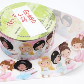 Fita de Gorgorão N°09 / 38mm - Princesas Bailarina (1 metro)