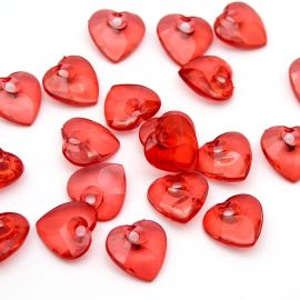 Pingente de Acrílico / 21x20mm - Coração (10 gramas)- Vermelho