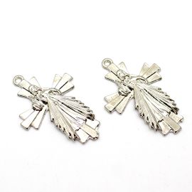 Crucifixo de Metal / 54x36mm - Jesus Misericordioso (unidade)-Níquel