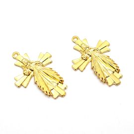 Crucifixo de Metal / 54x36mm - Jesus Misericordioso (unidade)-Dourado