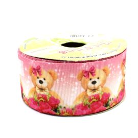 Fita de Gorgorão N°09 / 38mm - Ursinha - Floral (1 metro)