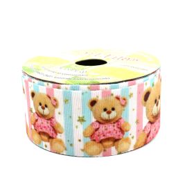 Fita de Gorgorão N°09 / 38mm - Ursinha - Listrada (1 metro)
