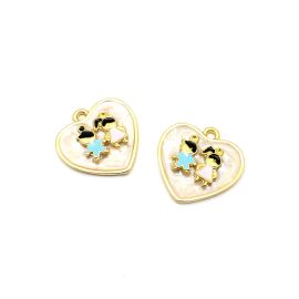 Pingente de Metal Dourado / Coração 27x28mm - Filhos (unidade) - Menino e Menina