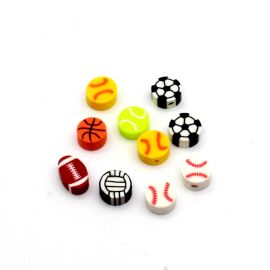 Entremeio de Fimo / 10mm - Bolas Esportivas - Modelos Diversos ( 10 Unidades)