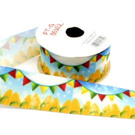 Fita de Gorgorão N°09 / 38mm - Milho - Tema Junino (1 metro) - Azul