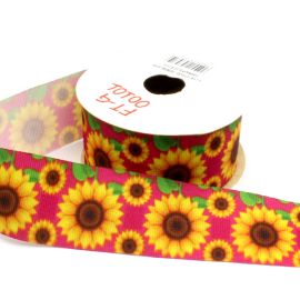 Fita de Gorgorão N°09 / 38mm - Girassol - Tema Junino (1 metro) - Pink  