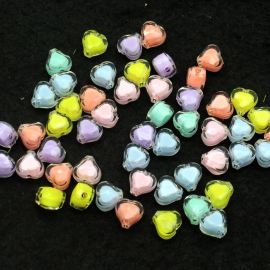Mix Multicolorido / 11x12mm - Transparente com Miolo - Coração (10 gramas)