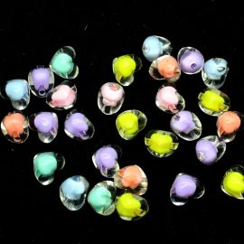 Mix Multicolorido / 12x15mm - Transparente com Miolo - Coração (10 gramas)