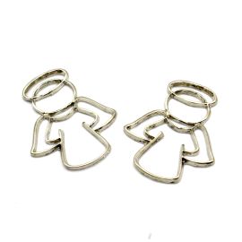 Pingente de Metal / 40x33mm - Anjo Vazado (unidade)-Níquel