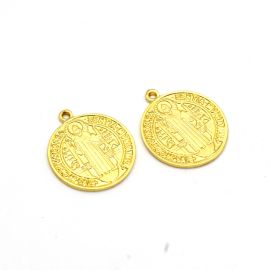 Medalha de Metal / 36x31mm - São Bento (Unidade) - Dourado 