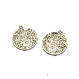 Medalha de Metal / 26x22mm - São Bento (Unidade) - Níquel