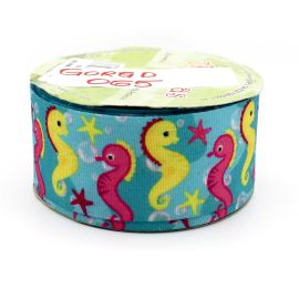 Fita de Gorgorão N°09 / 38mm - Sereismo - Cavalo Marinho (1 metro) - Turquesa