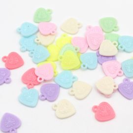 Mix Multicolorido Leitoso / 18x15mm - Pingente - Coração (20 gramas)