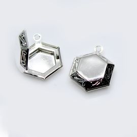 Relicário Níquel / Pingente de Metal - 23x18mm (Unidade)