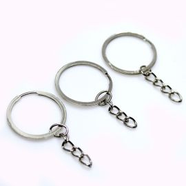 Argola de Chaveiro Reforçada com Corrente / 28mm (Pct. c/100 unid.)