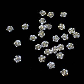 Conta Plástica de ABS / 12mm - Flor com Borda Dourada (10 gramas) - Marfim