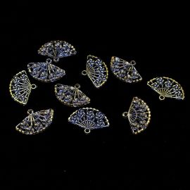 Pingente de Plástico ABS / 20x30mm - Leque com Borda Dourada (10 gramas) - Transparente