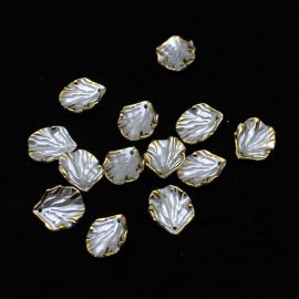 Pigente de Plástico ABS / 20x18mm - Folha com Borda Dourada (10 gramas) - Marfim