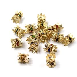 Entremeio de Metal / 9x8mm - Strass de Cores Diversas (unidade)