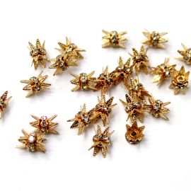 Entremeio de Metal / 9x7mm - Strass Transparente (unidade)-Dourado