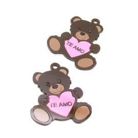 Pingente de Acrílico / 6,5x5,6cm - Urso com Coração 'Te amo" (unidade) 