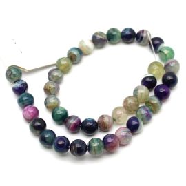Fio de Pedra Natural / 10mm - Bola Ágata Cores Dirvesas (Aprox.: 36 unidades)