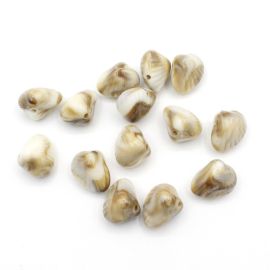 Conta de Plástico Mesclado / 17x21mm - Concha - (10 gramas) - Bege