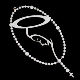 Terço MDF Branco / 27,5x13cm - Face de Nossa Senhora (UNIDADE)